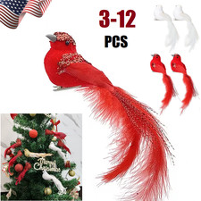 12Pcs Artificial Red Cardinal Birds Cardinal Ornaments for Christmas Tree DIY picture