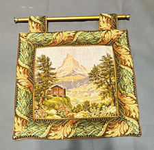 Vintage Belgium wall tapestry 14x13.5 inch Alpine mountain picture