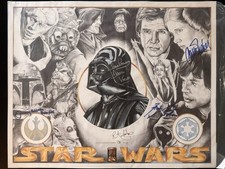 Propstore Star Wars Signed James Earl Jones Carrie Fisher Dave Prowse COA picture
