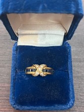 Tiffany & Co.18K Gold Channel Set Sapphire And Round Diamond Signature 