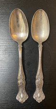 Vintage 1847 Rogers Bros Silver Plated Berry Serving Spoon Grapes x2 Pair picture
