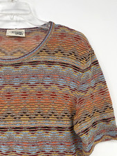 Vintage 80s~90s Missoni Sport Malerba Stretchy Knit T Shirt Unisex Top Large picture