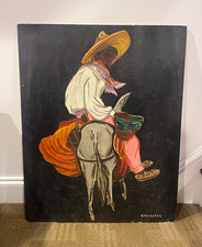 Vintage Mid-Century Jordan Meinster Mexican Cowboy Painting - Signed B. Meinster picture