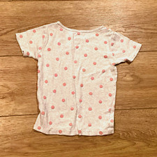 Carter's Girls Cotton Polka Dot T-Shirt Gray/Pink Bow Crew Neck One Size picture