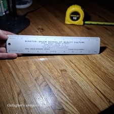 Vintage Advertising Metal Ruler WINSTON SALEM NC SCHOOL OF BEAUTY CULTURE  picture