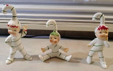 Vintage Geo Z Lefton Christmas Candy Cane Pixie Elf Figurines Set of 3  picture