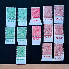 GB, GV1 George VI 1936-1952 Pre-Decimal Stamp Lot x13 ,with control numbers. picture