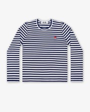 Comme Des Garcons Play Men's Blue Long Sleeve Striped T-Shirt Size M picture
