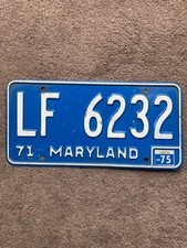 1975 Maryland  License Plate - LF 6232 -  Nice picture