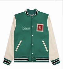 RHUDE Tile Varsity Jacket Men’s Size XL Menthol/Creme picture