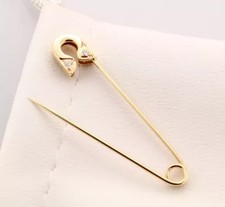 0.2Ct Round Cut Lab-Created Diamond safety pin Brooch Pin 14K Yellow Gold Plated picture
