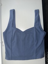 Lululemon Blue Ribbed Knit Cropped Sweetheart Tank Athletic Yoga Size S picture