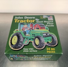 VTG 2001 John Deere Tractor Giant Shaped Floor Puzzle 34 BIG PIECES 3' X 2' picture