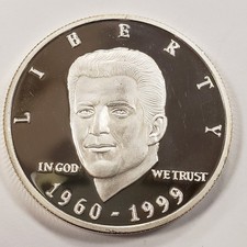 1 oz .999 Silver Round - RARE JFK John F Kennedy Jr New York Mint Proof - Q5546 picture