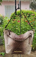 Brahmin Tabitha Fossilized Ombre Melbourne Croc Leather Hobo Shoulder Bag NWOT picture