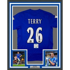 Framed Autographed/Signed John Terry 35x39 Chelsea FC Blue Jersey BAS COA picture