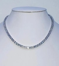 Lab-Created Diamond Man's Tennis Necklace Round Cut 28Ct 14K White Gold Plated picture