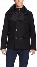 Elie Tahari Men's Double Breasted Peacoat Jacket Attached Zip Front Bib Size XXL picture