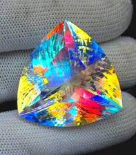 AAA Prismatic Natural 75.85Ct Mystic Topaz Trillion Loose GIE Certified Gemstone picture
