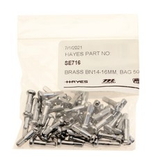 Wheelsmith Brass Nipples 14G 2.0 x 16mm Silver SE716 Spoke Nipple Bag of 50 NEW picture