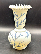 Antique Mt Washington Glass Coralene Seaweed Custard Glass Vase 7