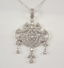 2.25Ct Art Deco Style Lab Created Diamond Wedding 14K White Gold Finish Pendant picture