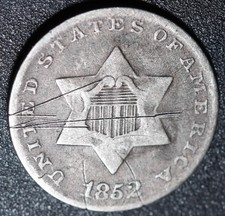 1852 THREE 3 CENT SILVER TRIME picture