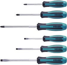 Vessel 6pc Non-Slip Screwdriver Set Phillips Slotted Flat Megadora Jawsfit JAPAN picture