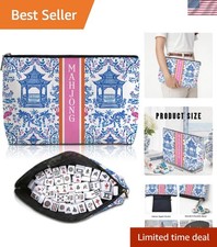 Durable Scratch-Resistant Mahjong Tile Bag with Inner Pocket - Multicolor Design picture