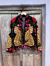 Black Tiger Velvet Suzani Embroidered  Jacket Boho Handmade Suzani Indian Jacket picture