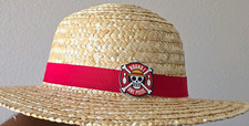 New Round 1 One Piece Straw Boater Hat Beige w/ Red Band Cosplay One Size picture