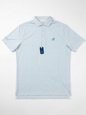 NWT Johnnie-O Men’s M Striped Performance Golf Polo Blue Gray Stretch Logo picture