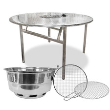 Korean BBQ Table with Gas & Charcoal Stove : Stainless Steel, Foldable Leg picture