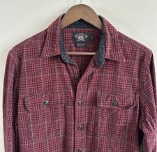 RRL Ralph Lauren Double RL Men’s Medium Plaid Flannel Shirt Black Red  picture