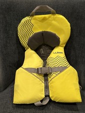 LL Bean Infant Life Jacket PFD Swim Vest Yellow Chevron Up To 30 lbs USCG  picture
