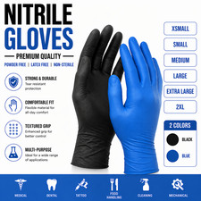 Black Blue Nitrile Gloves Disposable Powder Free Latex Free Medical Exam XS-2XL picture