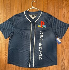 PlayStation Katakana Kanji Baseball Jersey Official License Navy Pinstripe 3XL picture