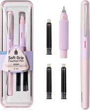 Writech Fine Nib Fountain Pen Set with Soft Grip, Refillable Ink, Black picture