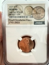2025 LAST YEAR OF ISSUE. Ever NGC GRADED PENNY MS65RD Sacred picture