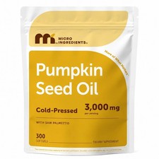Micro Ingredients Pumpkin Seed Oil 3000mg Saw Palmetto Cold Pressed 300 Softgels picture
