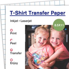 200 Bulk Blue Grid Iron-on Heat Transfer Paper Dark Fabric 8.5x11 Inkjet +Cricut picture