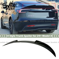 FITS 2024-26 TESLA MODEL 3 HIGHLAND GLOSS BLACK  V STYLE REAR TRUNK SPOILER WING picture
