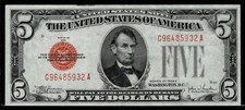 1928-E $5 Red Seal United States Note~ EXTREMELY FINE picture