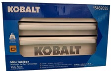 Kobalt Mini Toolbox White 2 Drawer Lift Up Lid Metal Storage Craft #5462035 NIB picture