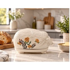 Anthropologie Nathalie Lete Hedgehog Ceramic Butter Dish OS  Floral Design Boho picture