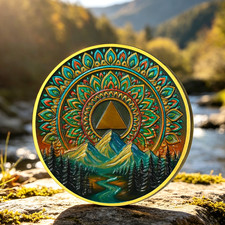1-65 Year Custom Sobriety Coin Mandala Mountain AA Chip Medallion Sobriety Gifts picture