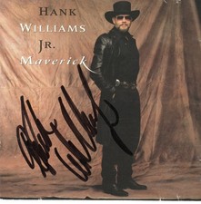 Rare HANK WILLIAMS JR Autograph Hand Signed 1992 Maverick CD Booklet w/ COA picture