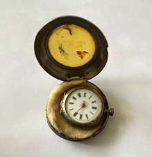 Full Hunter Pocket Watch Silver Polished Metal Case White Roman Dial Manual picture