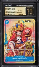 Monkey D. Luffy P-043 CGC 10 Pristine ENGLISH One Piece Shonen Jump 2nd Promo picture