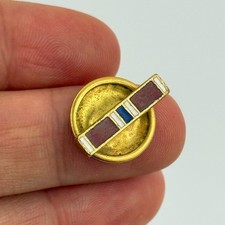 WWI Era US Navy Military Service Ribbon Slot Back Collar Insignia Gold Tone Pin picture